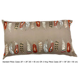Beige Feather Embroidery - Beige, Orange Cotton Duvet Cover Set