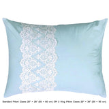 Lace Breeze - Sky Blue, White Cotton Duvet Cover Set