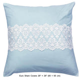 Lace Breeze - Sky Blue, White Cotton Duvet Cover Set