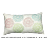 Multi Dahlia Floral - Ivory, Red, Green, Blue Cotton Duvet Cover Set