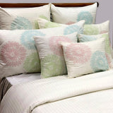 Multi Dahlia Floral - Ivory, Red, Green, Blue Cotton Duvet Cover Set
