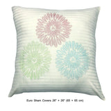 Multi Dahlia Floral - Ivory, Red, Green, Blue Cotton Duvet Cover Set