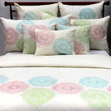Multi Dahlia Floral - Ivory, Red, Green, Blue Cotton Duvet Cover Set