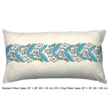 Fern Embroidery - Ivory, Blue, brown Cotton Duvet Cover Set