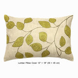 Linen Leaf Ivy - Beige, Green Linen Duvet Cover Set