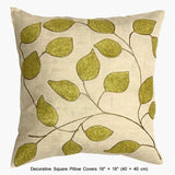Linen Leaf Ivy - Beige, Green Linen Duvet Cover Set