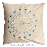 Linen Ferris Wheel - Beige, Metallic Blue Linen Duvet Cover Set