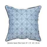 Blue Geometric Embrodiery - Light Blue, Dark Blue Velvet Duvet Cover Set