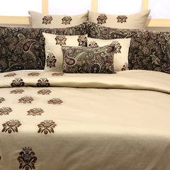 Paisley Love - Beige, Brown Cotton Duvet Cover Set