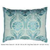 Damask Beauty - White, Blue Cotton Duvet Cover Set