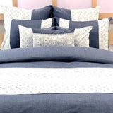 Hakoba Elegance - Blue, White Cotton Duvet Cover Set