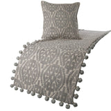 Cotton Grey Decorative Bed Runner and Cushion Cover - Grey Aztec