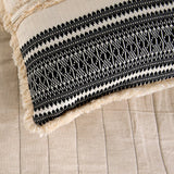 Moroccan Vibe - Linen Beige, Black Decorative Bed Runner and Cushion Cover