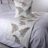 Fern Blossom - Linen White Decorative Bed Runner and Cushion Cover