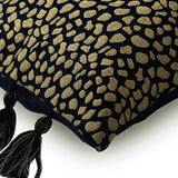 Leopard Gold - Blue Cotton Lumbar Cushion Cover