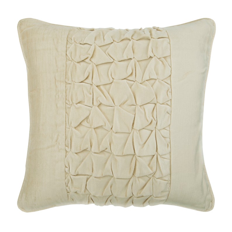 Ivory Velvet Throw Cushion Cover Knotted Ivory