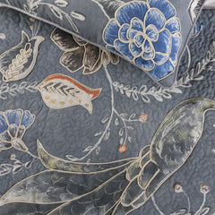 Peacock Willow - Linen Blue Decorative Bed Runner and Cushion Cover