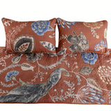 Peacock Soiree - Linen Rust or Orange Decorative Bed Runner and Cushion Cover