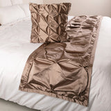 Satin Ballet Swirl - Satin Beige Decorative Bed Runner and Cushion Cover