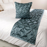 Satin Nights - Blue Satin Decorative Bed Runner and Cushion Cover