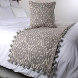 Grey Aztec - Cotton Grey Decorative Bed Runner and Cushion Cover