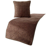 Velvet Peach & Grey Decorative Bed Runner and Cushion Cover - Ditto Dots