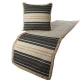 Linen Beige & Black Decorative Bed Runner and Cushion Cover - Moroccan Vibe