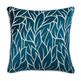 Teal Blue Spruce Velvet Leaf Throw Pillow Cover