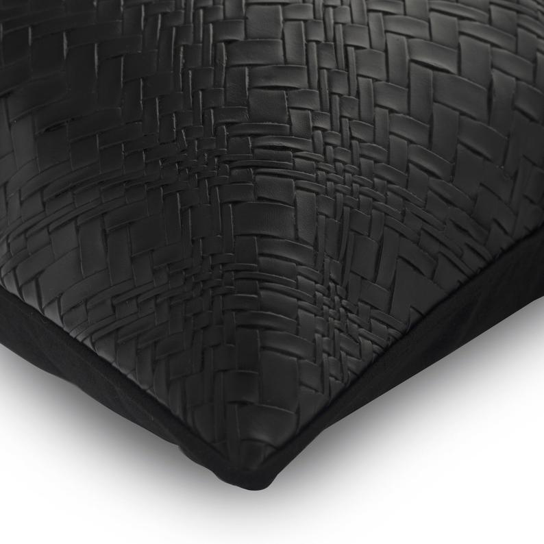Black Diamond Leather Decorative Euro Sham