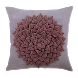 Purple Felt Throw Cushion Cover Flowerbed