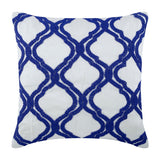 Lattice Blue & White Beaded Throw Cushion Cover