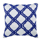 Lattice Blue & White Beaded Decorative Euro Sham