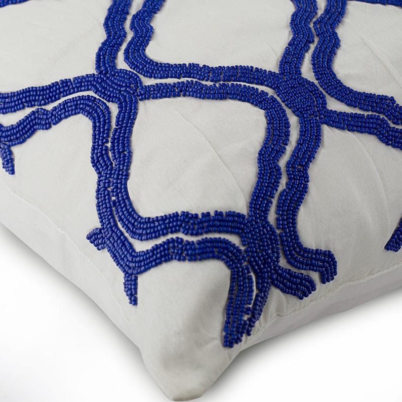 Lattice Blues Geometric Throw Pillow Cover