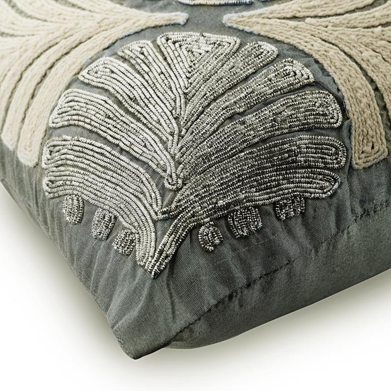Moderno Two Silver Silk Throw Cushion Cover