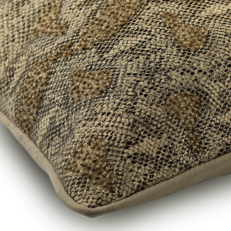 Walk The Wild Gold Leather Throw Cushion Cover