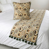 Hex Element - Velvet Beige Decorative Bed Runner and Cushion Cover
