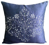 Teal Damask - Teal Blue Art Silk Decorative Euro Sham