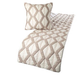 Linen Ivory & Taupe Decorative Bed Runner and Cushion Cover - Pattern Flatter