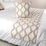 Pattern Flatter - Linen Ivory, Taupe Decorative Bed Runner and Cushion Cover