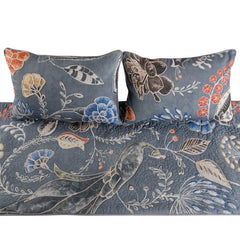 Peacock Willow - Linen Blue Decorative Bed Runner and Cushion Cover