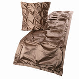 Satin Beige Decorative Bed Runner and Cushion Cover - Satin Ballet Swirl