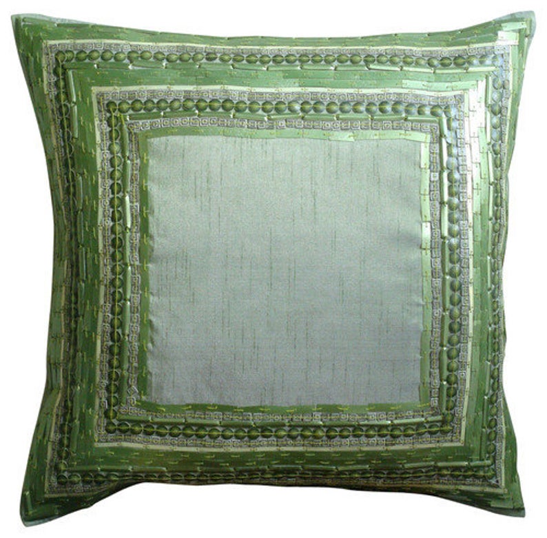 Green Envy - Green Art Silk Decorative Euro Sham