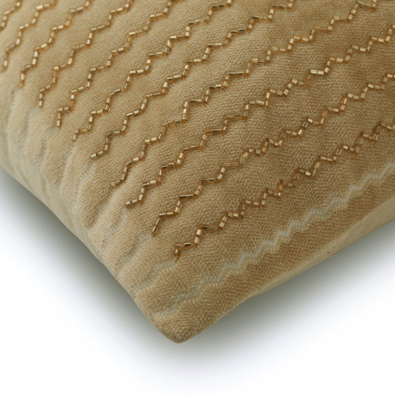 Gold Walk Chevron Throw Pillow Cover