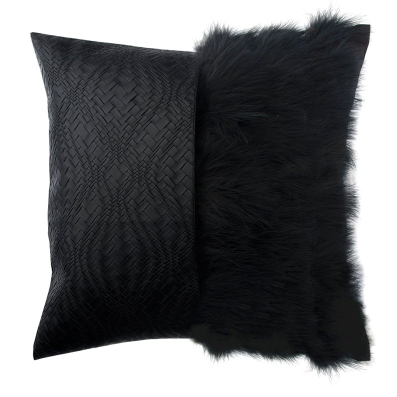 Furry World Faux Fur & Leather Throw Cushion Cover
