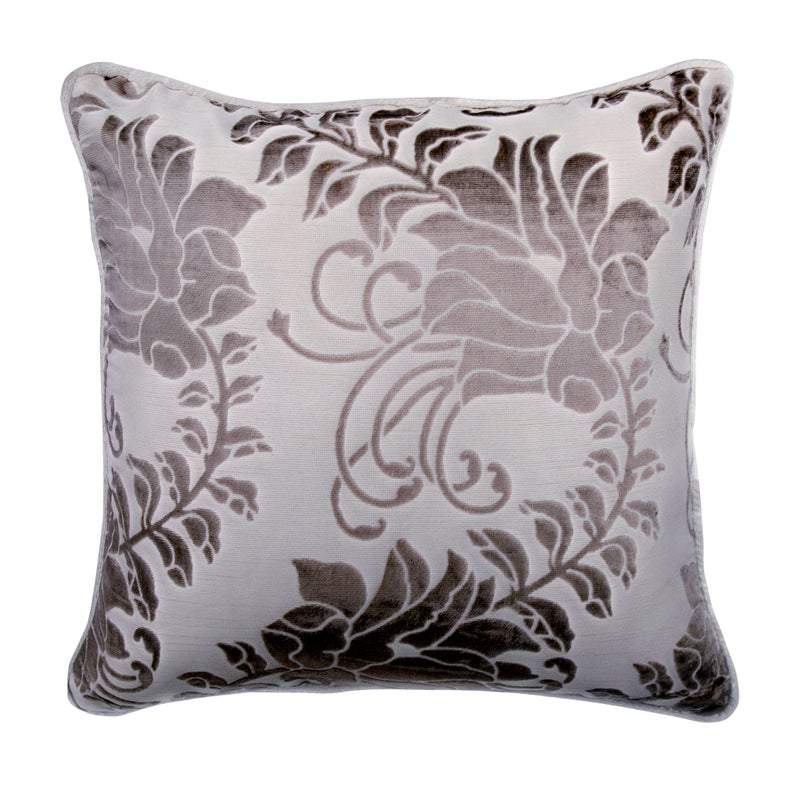 Grey Floral Beauty Burnout Velvet Euro Sham