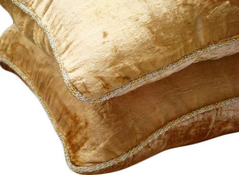 Gold Shimmer - Gold Velvet Decorative Euro Sham