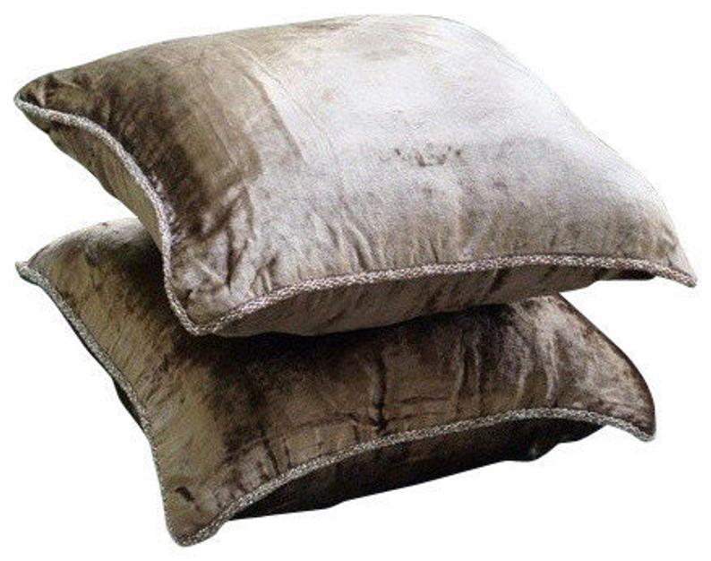 Choco Shimmer - Light Brown Velvet Decorative Euro Sham