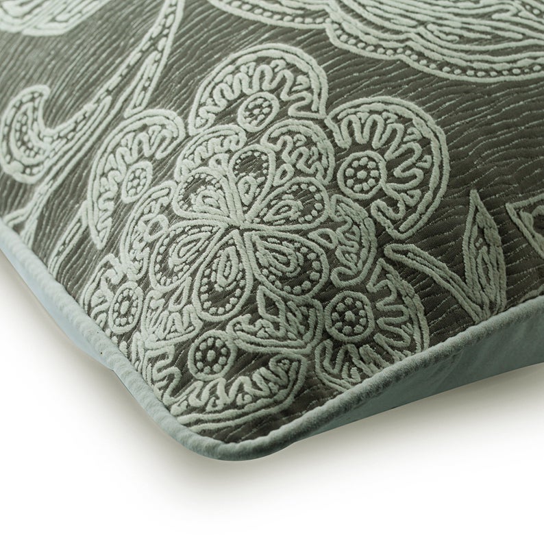 Vintage Tender Gray & Ivory Throw Pillow Cover
