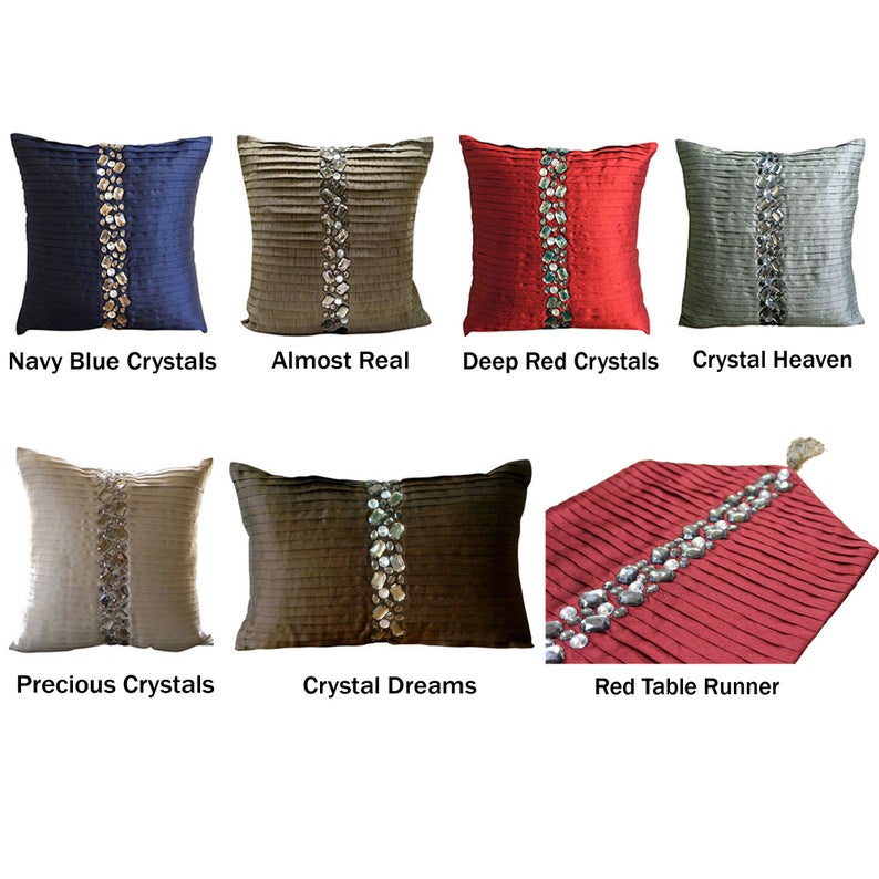 Pintuck Pillow Covers with Crystal Embroidery