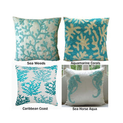 Aqua Blue Sea Creature Themed Pillows 